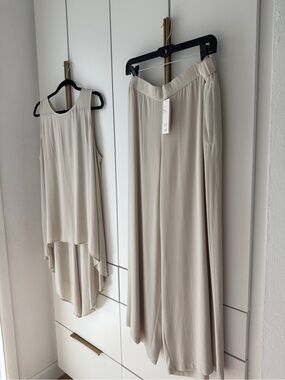 Eileen Fisher Bone Wide-Leg Ankle Pants